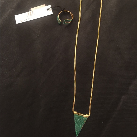 Triangle Brass Necklace & Ring - Picture 6 of 8